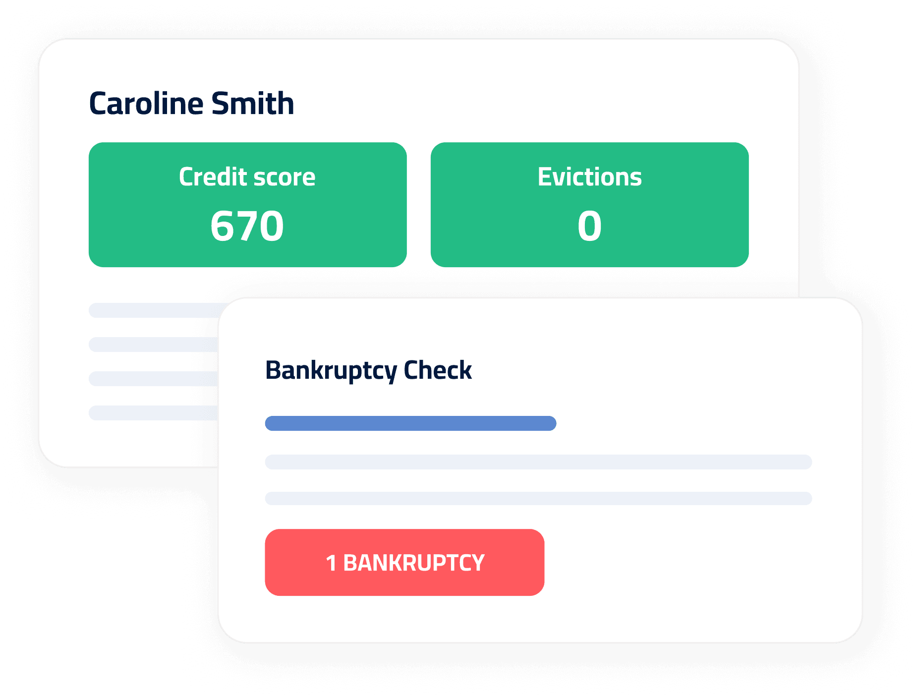 Showing credit and eviction reports